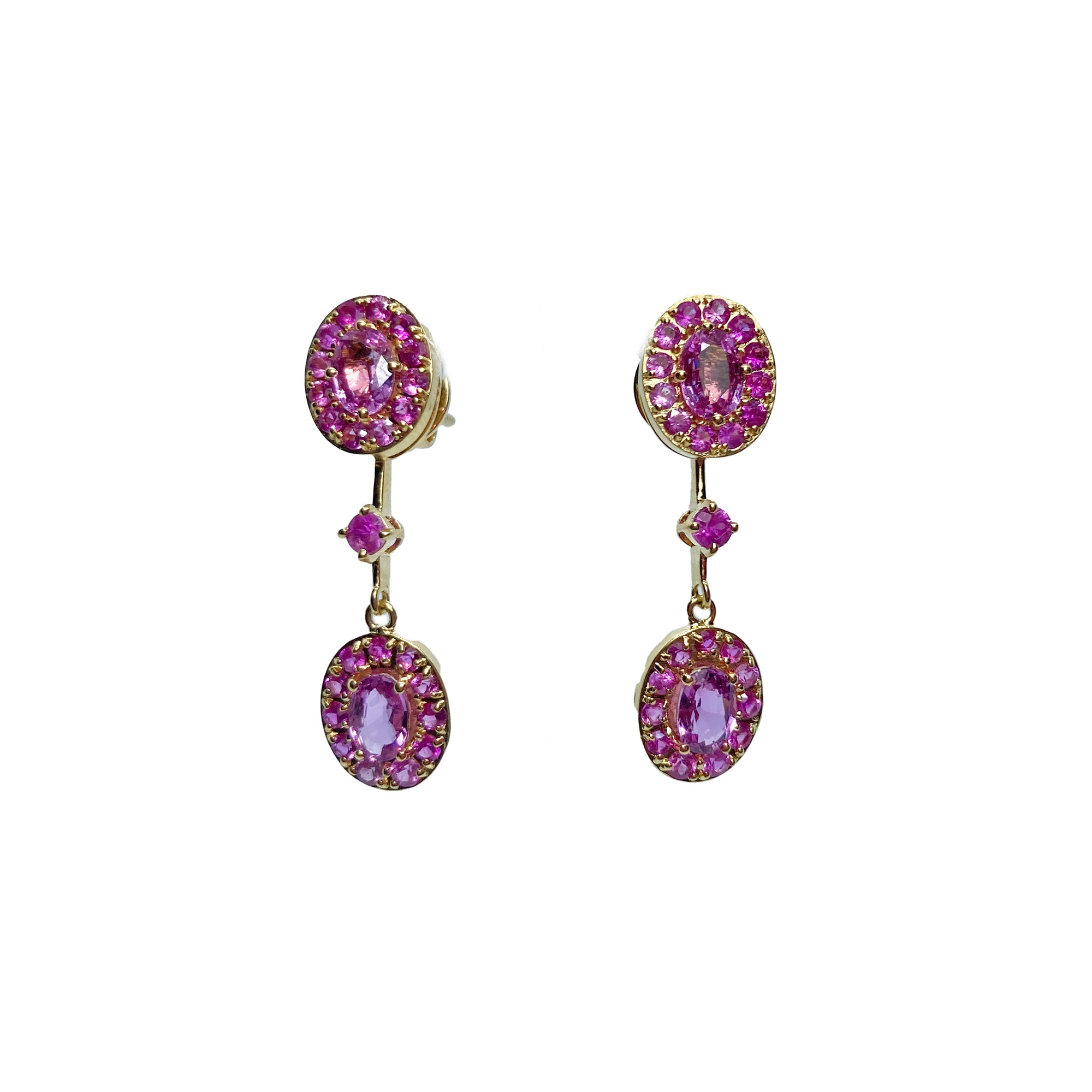 Lilios Detachable Halo Earrings Set - Pink Oval 2021-074