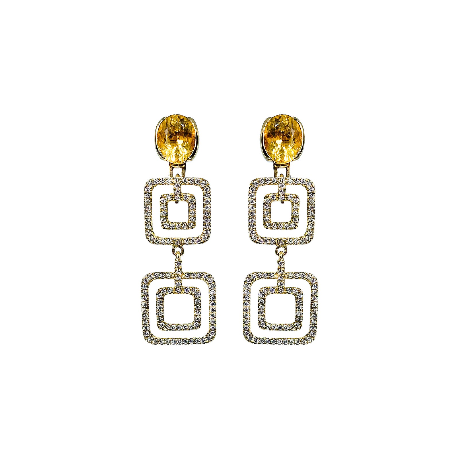 Aura Detachable Double Halo Earrings - Yellow Oval M012 2019-047