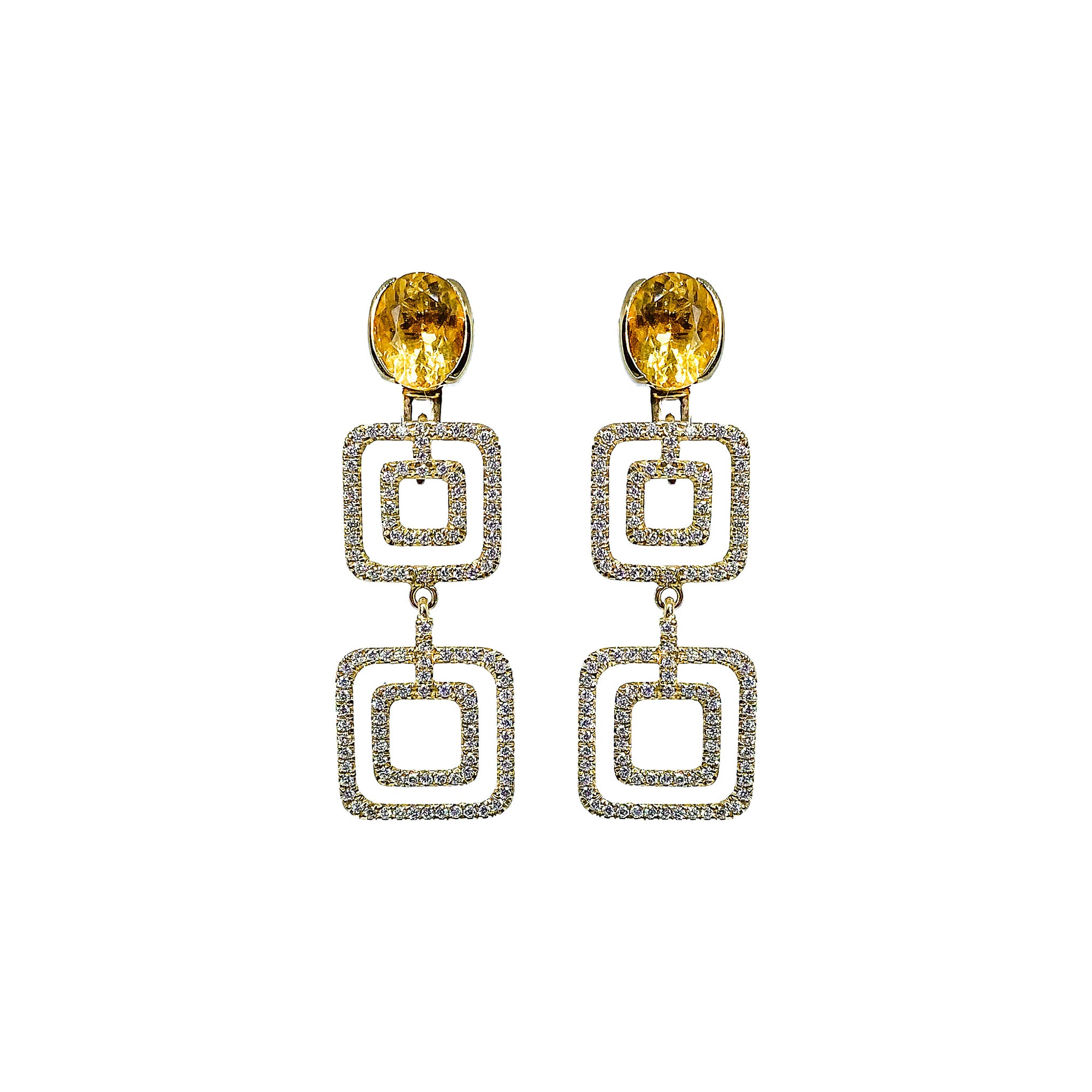 Aura Detachable Double Halo Earrings - Yellow Oval M012 2019-047