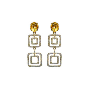 Aura Detachable Double Halo Earrings - Yellow Oval M012 2019-047