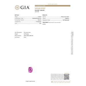 Pink Sapphire 2.67CT Long Cushion GIA M286