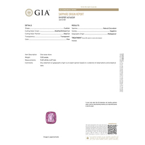 Pink Sapphire 3.53CT Long Cushion GIA M294