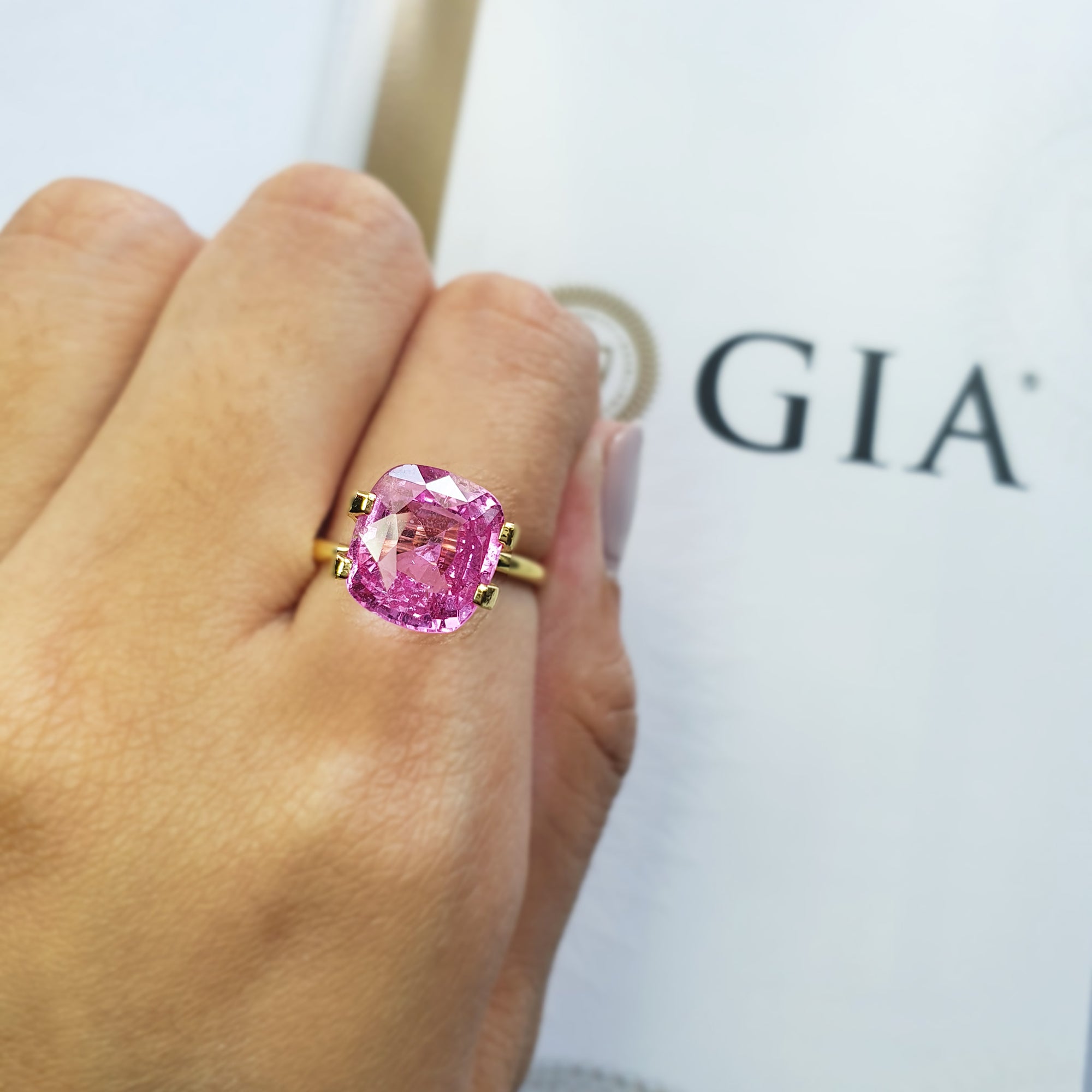 Pink Sapphire 4.34CT Long Cushion GIA M298