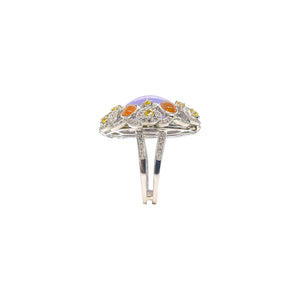 Lavie Purple & Brown Jade Diamonds Halo Cocktail Ring M410