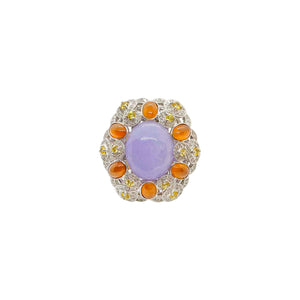 Lavie Purple & Brown Jade Diamonds Halo Cocktail Ring M410