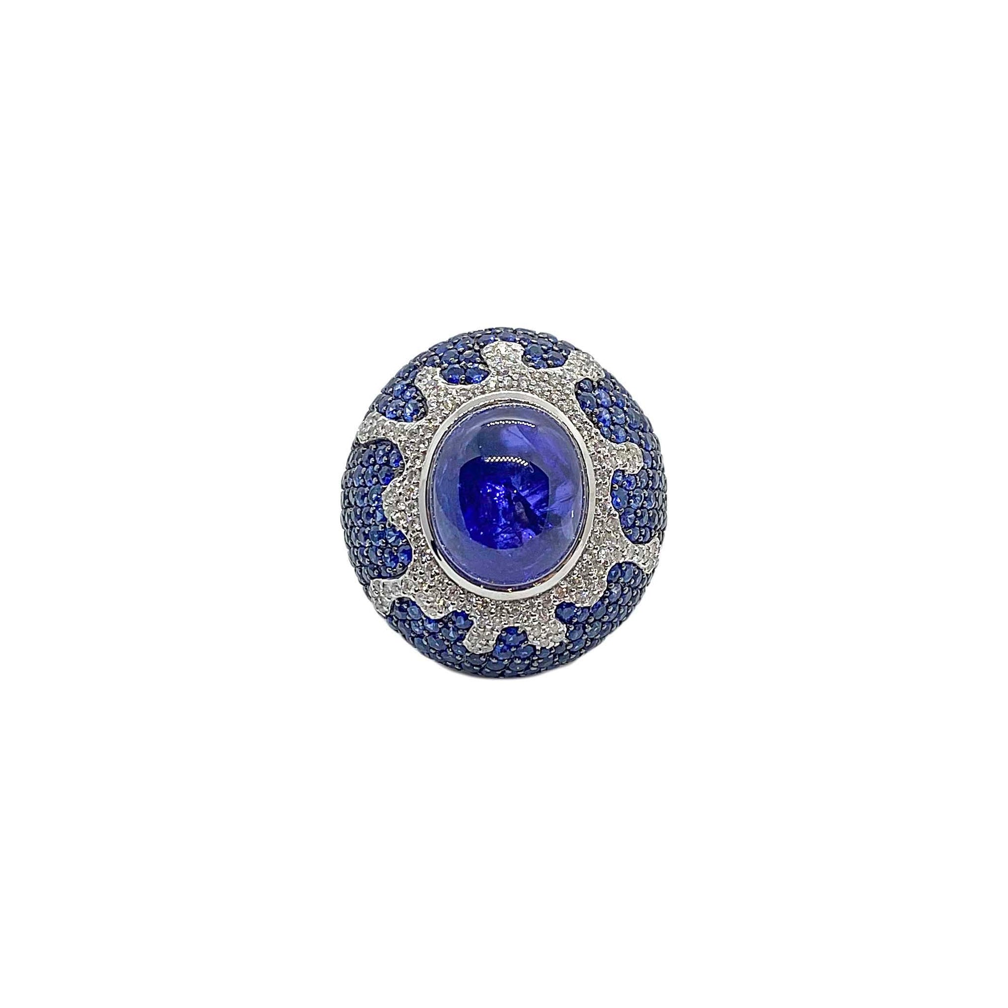 Tazy Tanzanite Cabochon Cocktail Ring 13.65CT M413