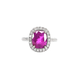 Rose 2.54CT Unheated Pink Sapphire Halo Ring M416