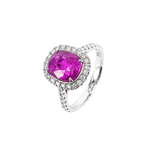 Rose 2.54CT Unheated Pink Sapphire Halo Ring M416