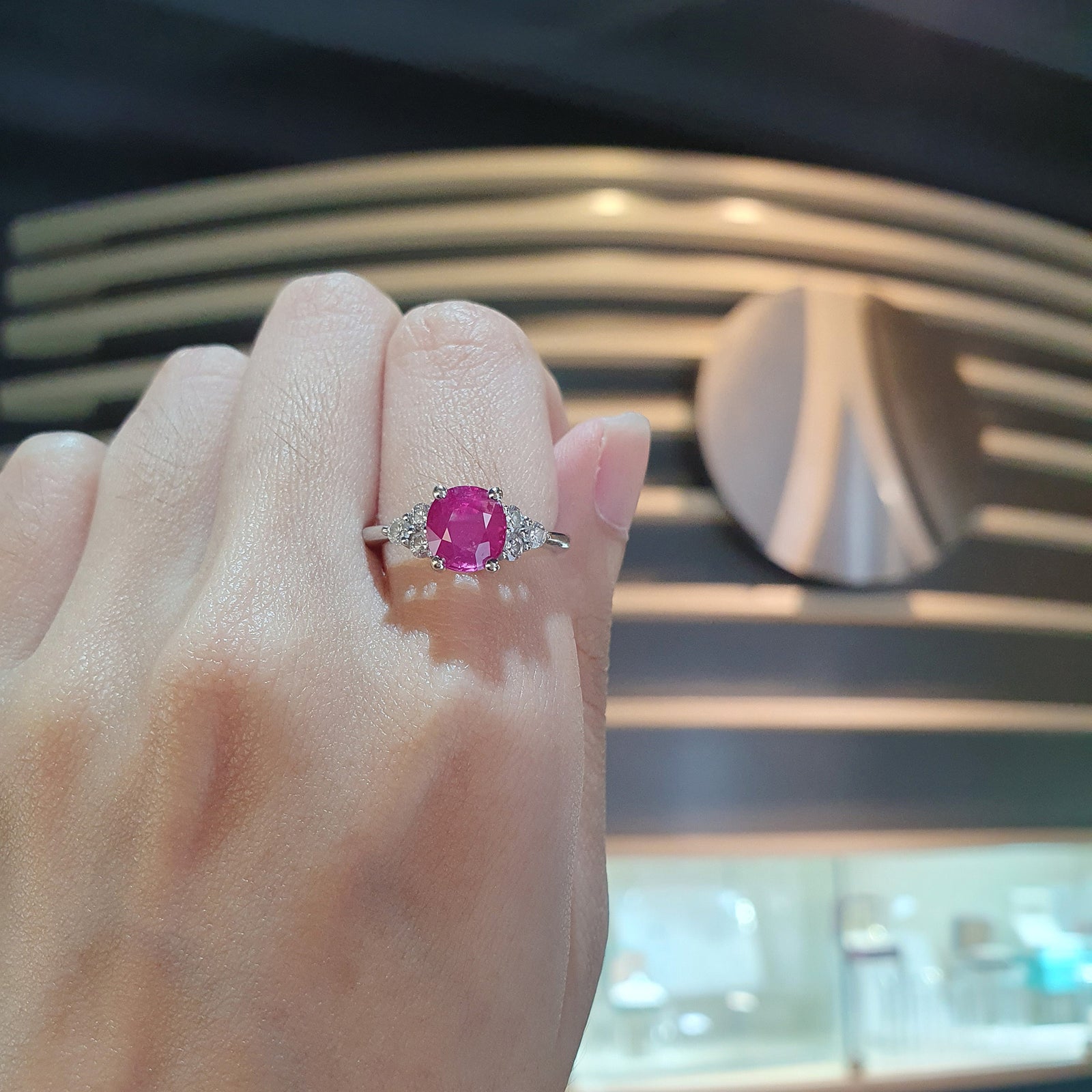 Nurja 2.14CT Unheated Pink Sapphire Three Stone Ring M417