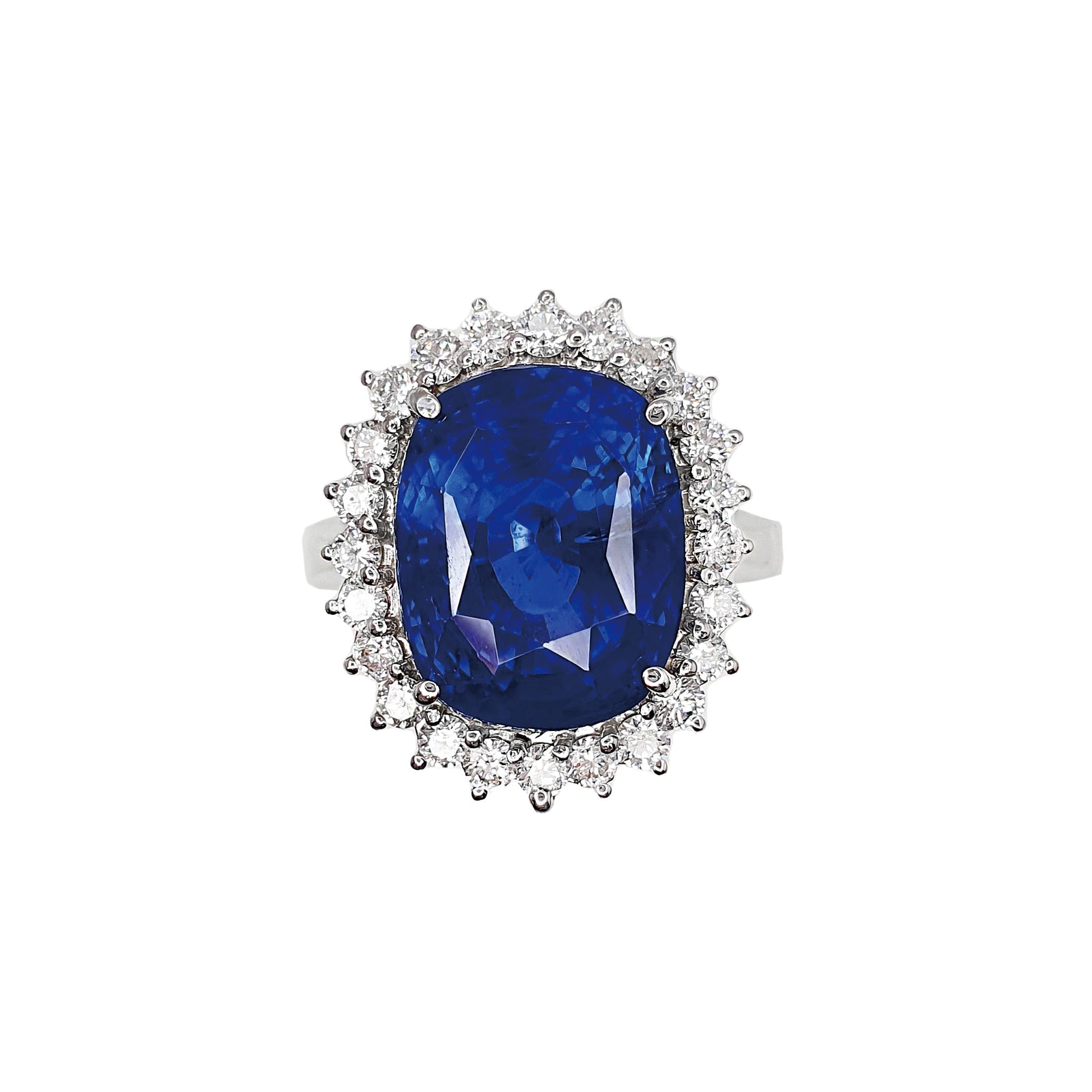 13.52CT Royal Blue Unheated Sapphire Halo Ring  M436 AU425