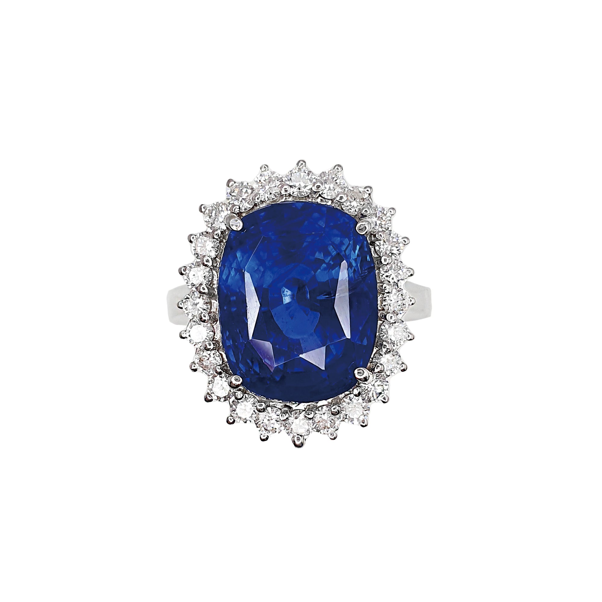 Unheated 13.52CT Blue Sapphire Halo Ring M436 AU425