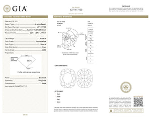 Natural Fancy Yellow Cushion 1.51CT Diamond GIA Certified M466