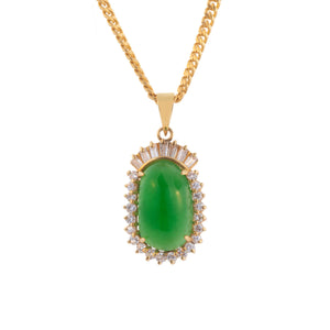 Lenora Jade Mix Tapered Baguette and Round Halo Pendant M513
