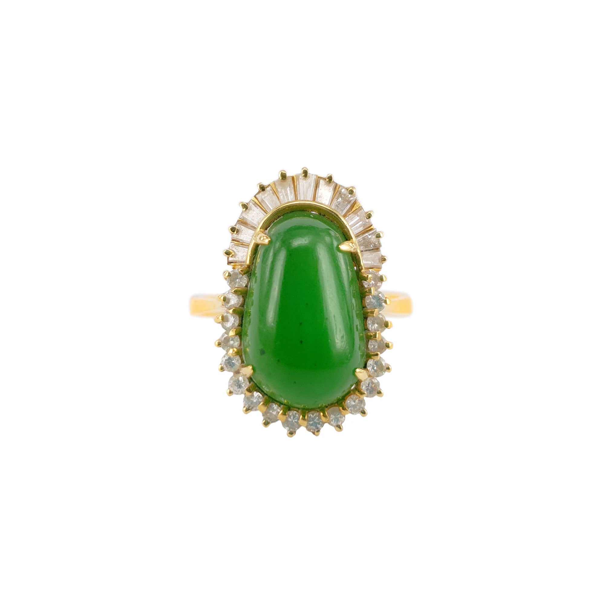 Lenora Jade Mix Tapered Baguette and Round Halo Ring M514