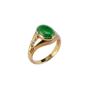 Ezra Green Jade Bezel Setting Gemstone Ring M516