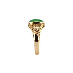 Ezra Green Jade Bezel Setting Gemstone Ring M516