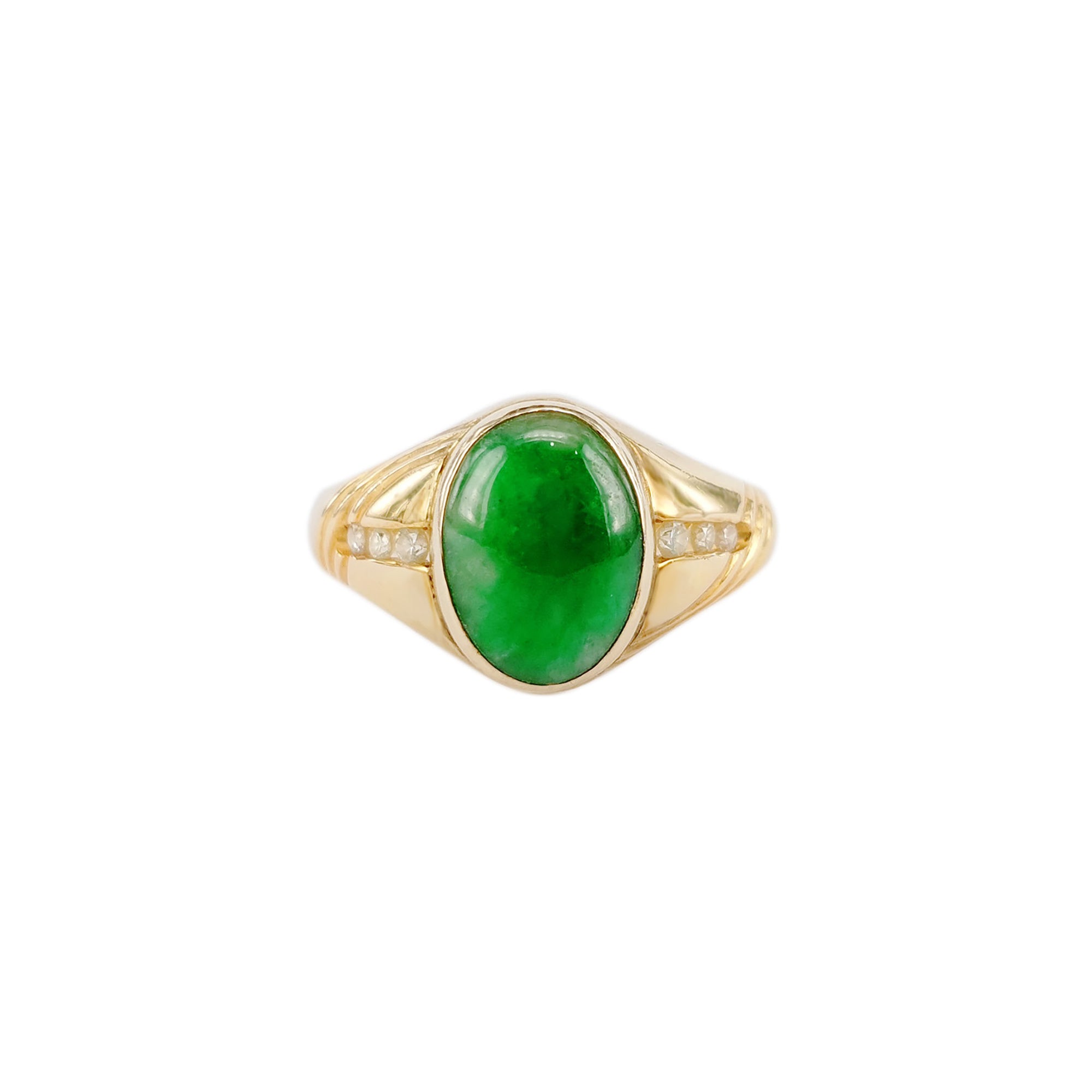 Ezra Green Jade Bezel Setting Gemstone Ring M516