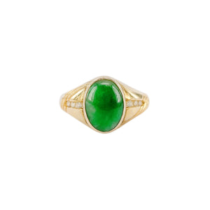 Ezra Green Jade Bezel Setting Gemstone Ring M516