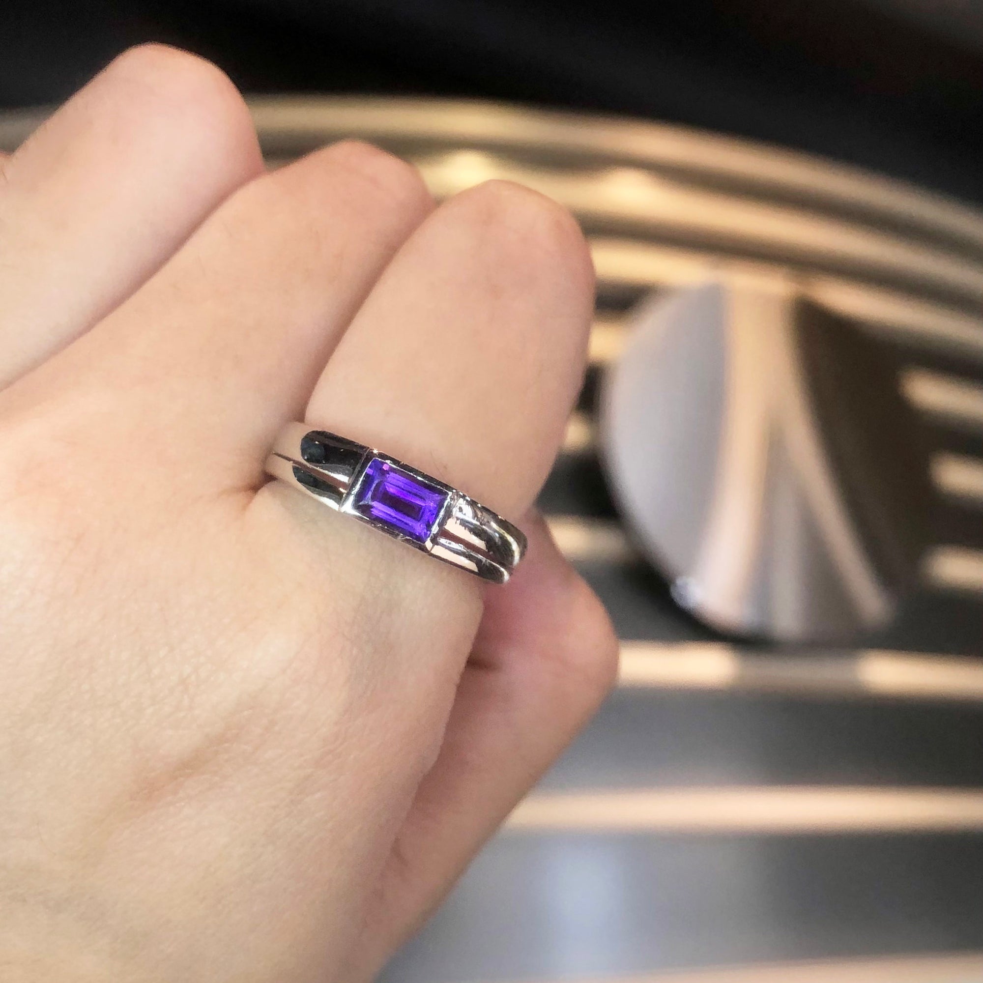 Judd Amethyst Gemstone Men's Ring - Purple Baguette M520