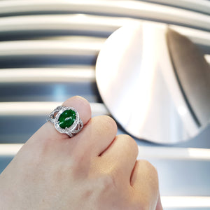 Linnade Gemstone Halo Ring - Green Oval M630