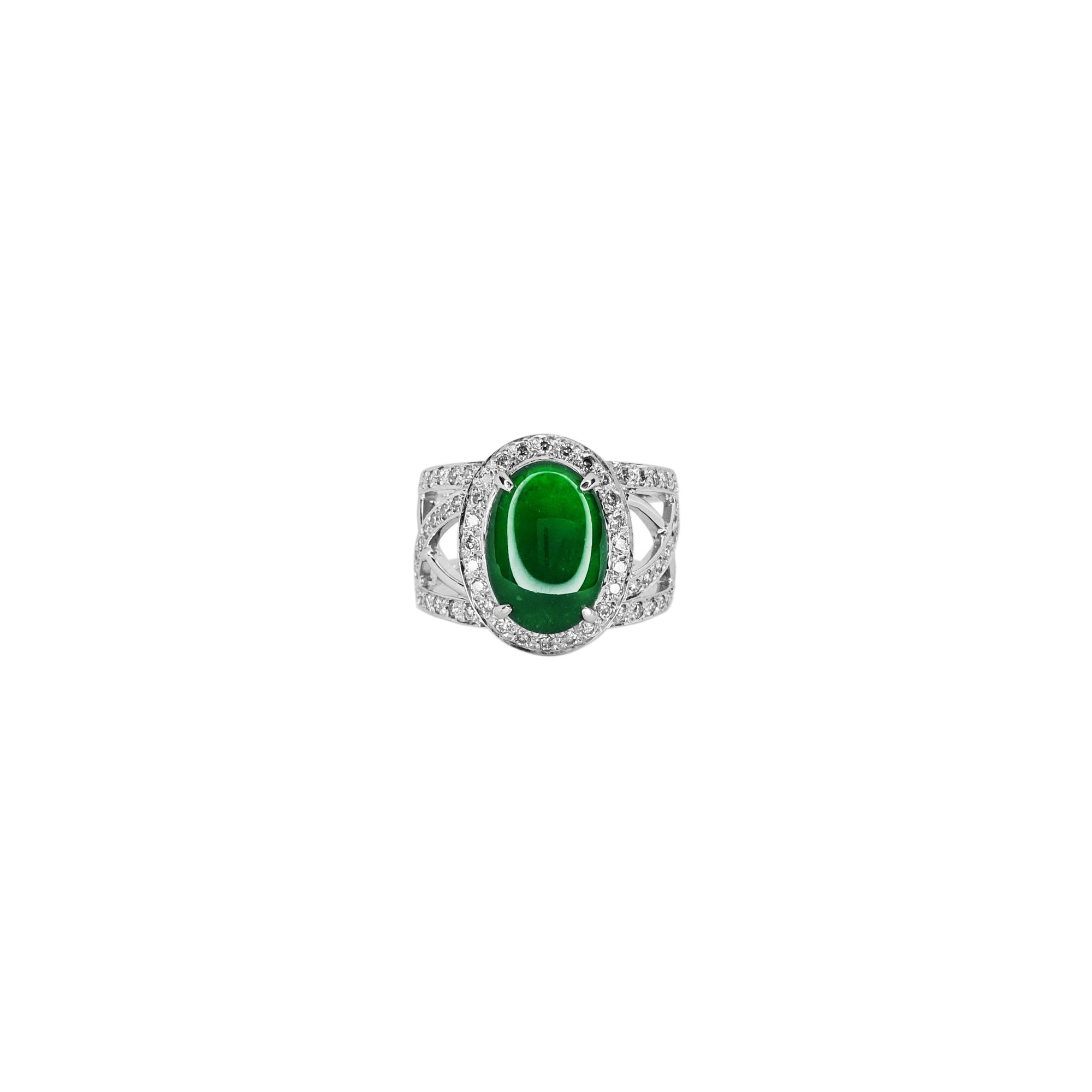 Linnade Gemstone Halo Ring - Green Oval M630