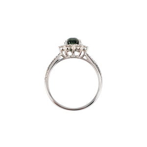 Ruba Green Sapphire Round Halo Ring M650