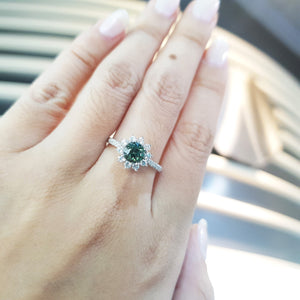 Ruba Green Sapphire Round Halo Ring M650