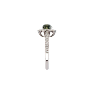 Ruba Green Sapphire Round Halo Ring M650