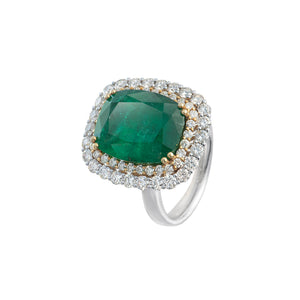 Mitchio Emerald Double Halo Dual Function Ring and Pendant M653