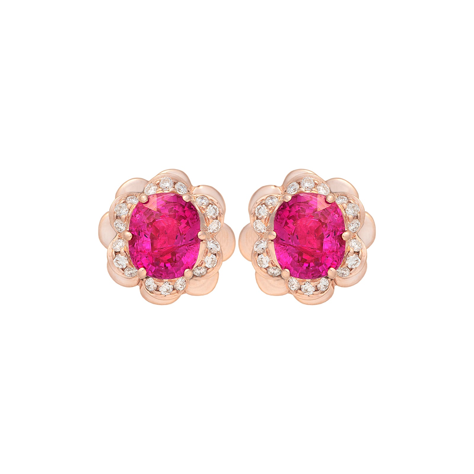 Naura Petal Halo Earrings -  Pink Oval M752