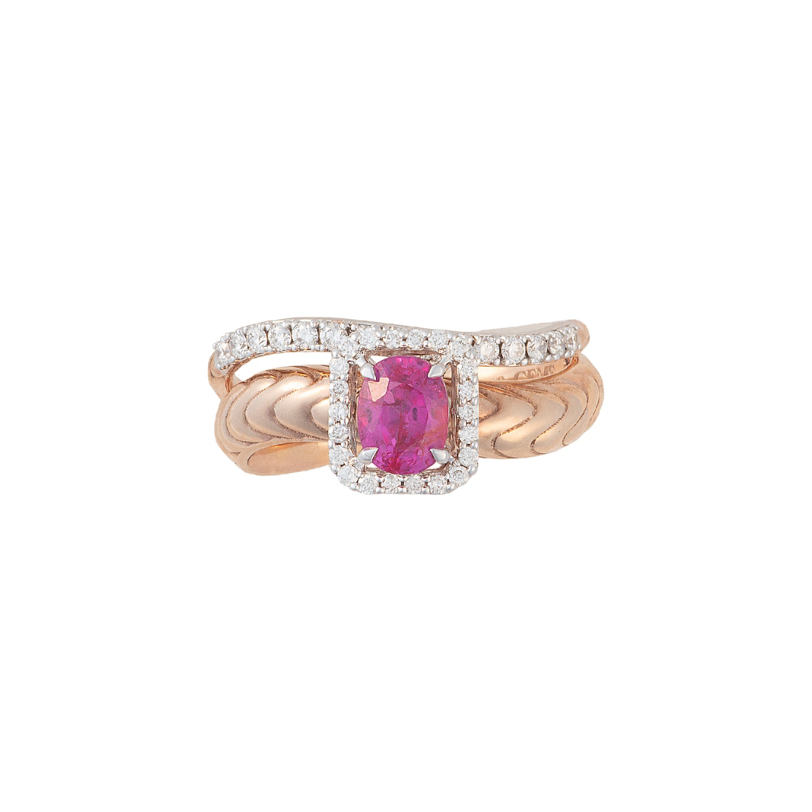 Duneo Wavy Split Shank Ring  - Pink Oval M754