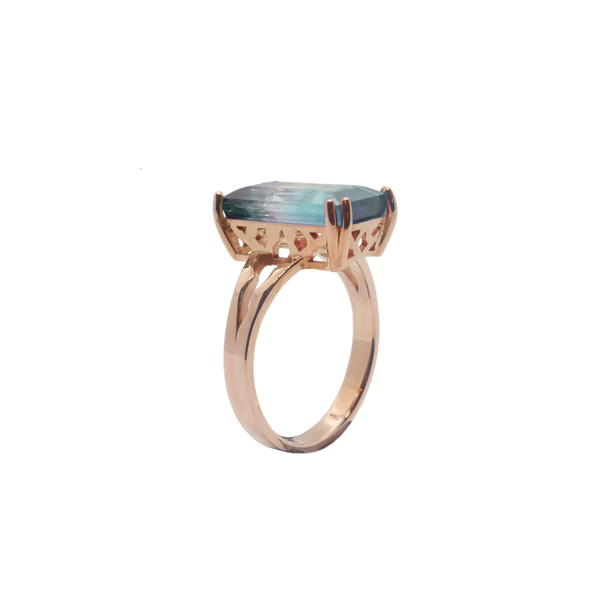 Mabelio Solitaire Gemstone Ring - Bicolour Emerald 2021-034