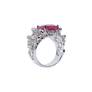 Maurie Floral Cocktail Ring V2 - Pink Pear W219