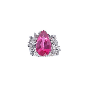 Maurie Floral Cocktail Ring V2 - Pink Pear W219