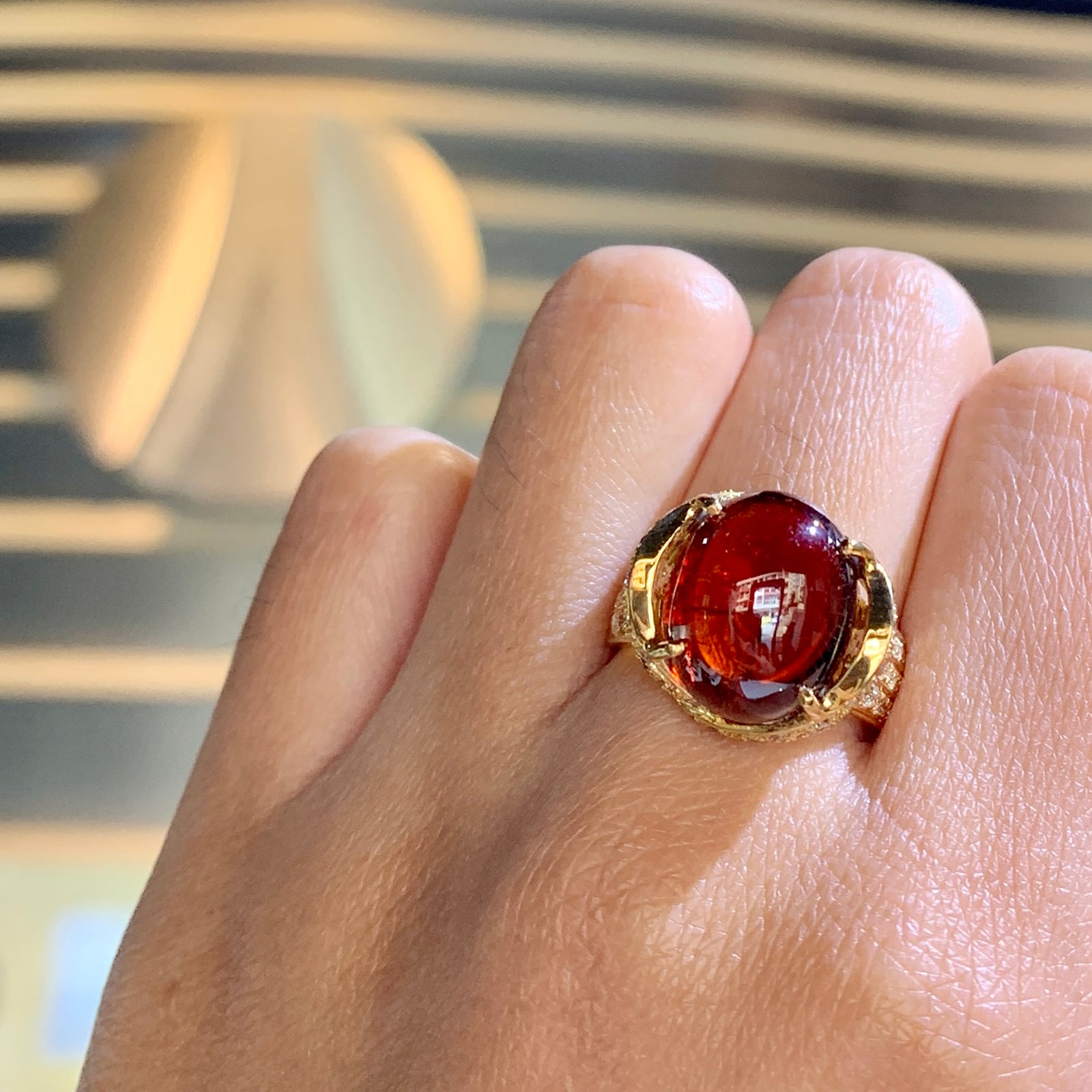 Maussin Cabochon Gemstone Ring - Red Oval AU377-G134