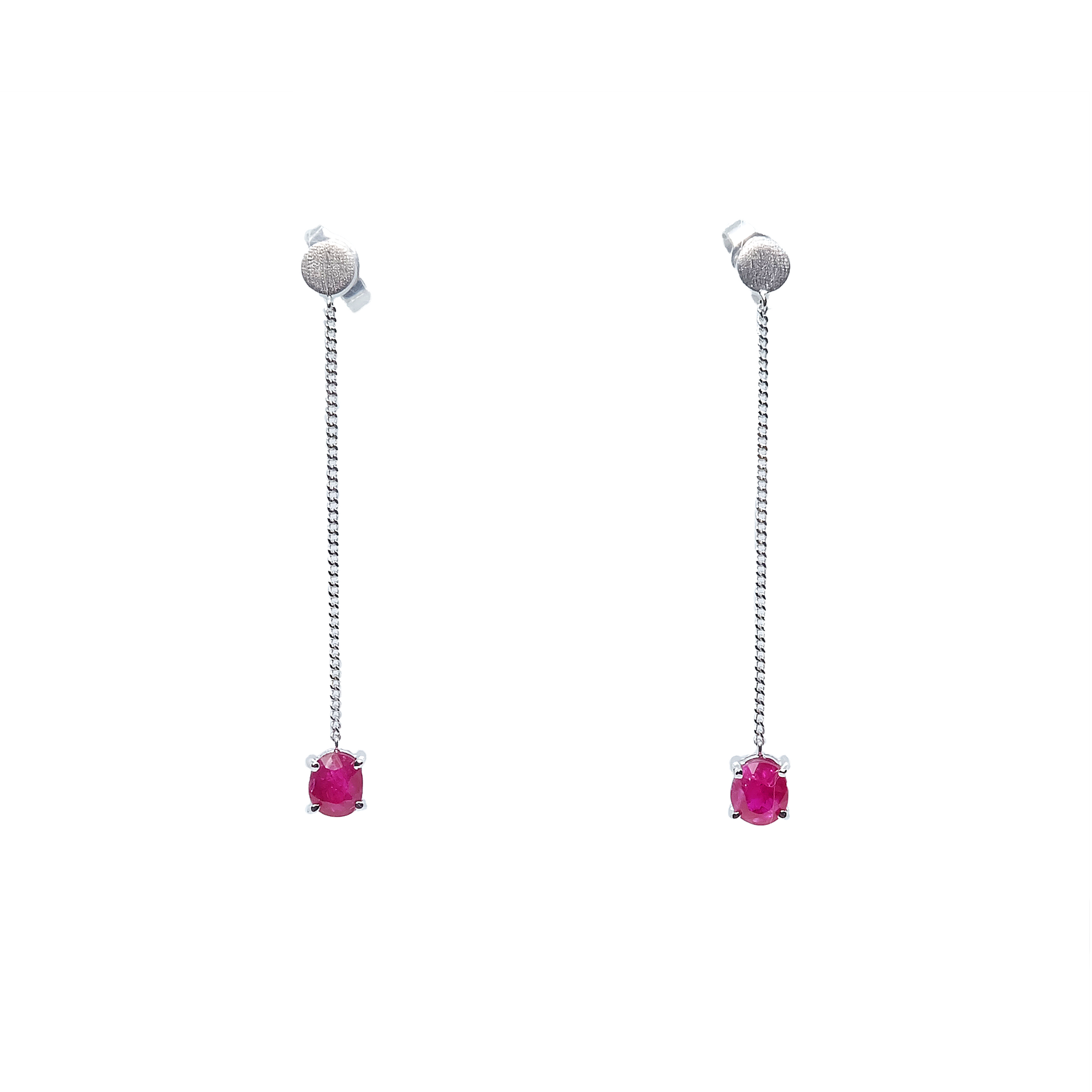 Micka Solitaire Dangling Earrings - Red Oval 2021-182