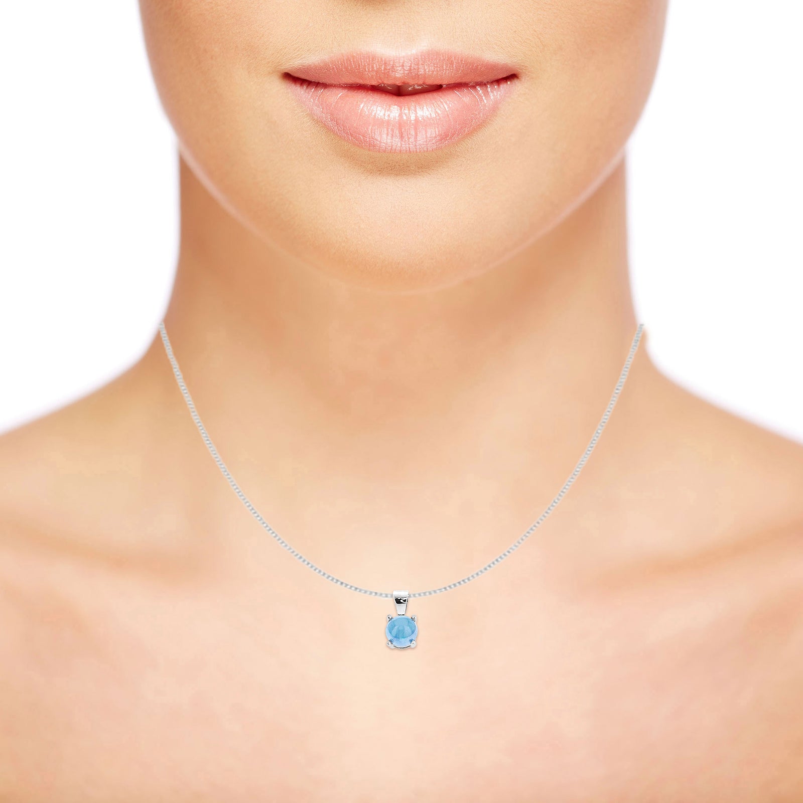 Muno Solitaire Pendant - Blue Round 2021-063