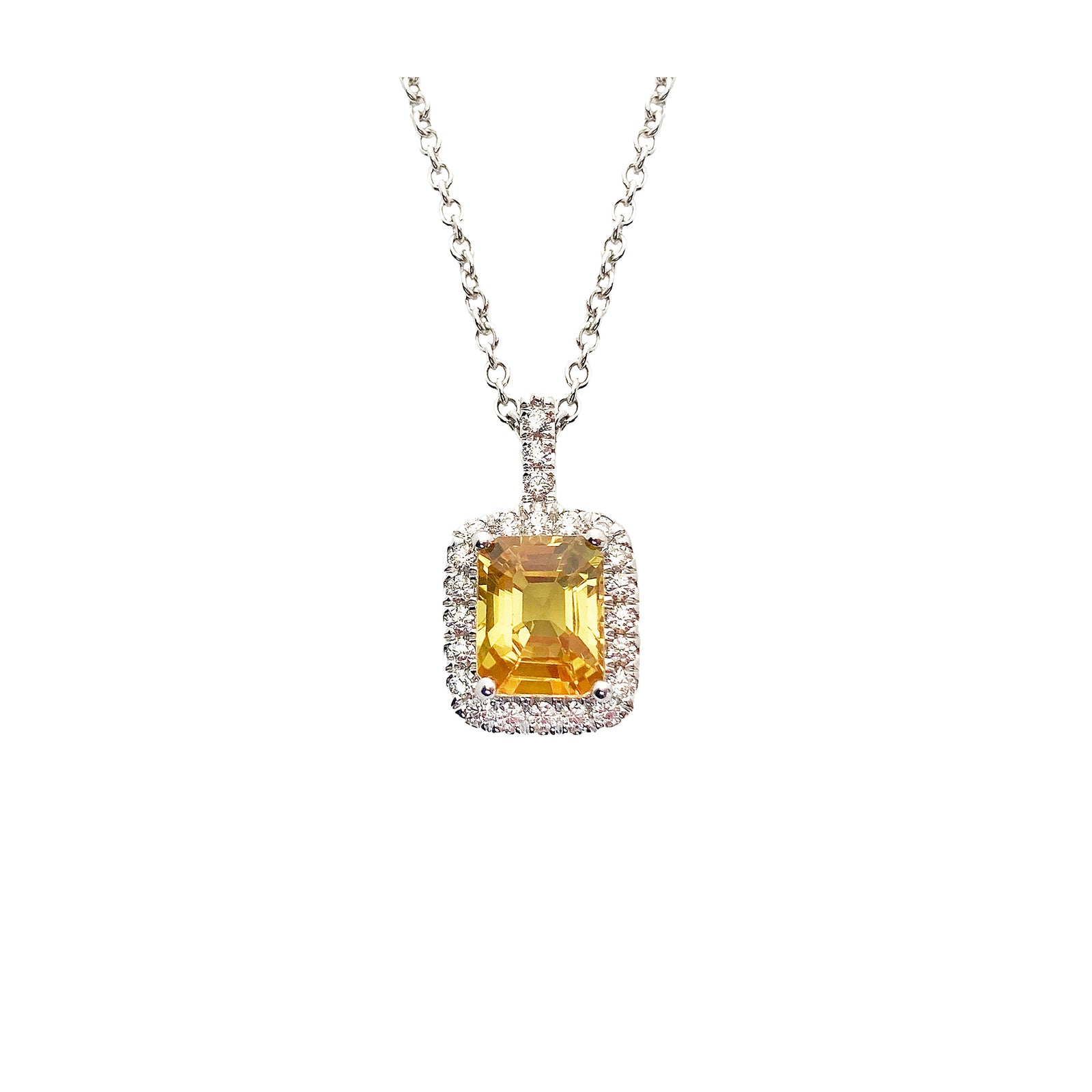 Marsh Cushion Halo Pendant Fixed Bale- Yellow Emerald 2021-135