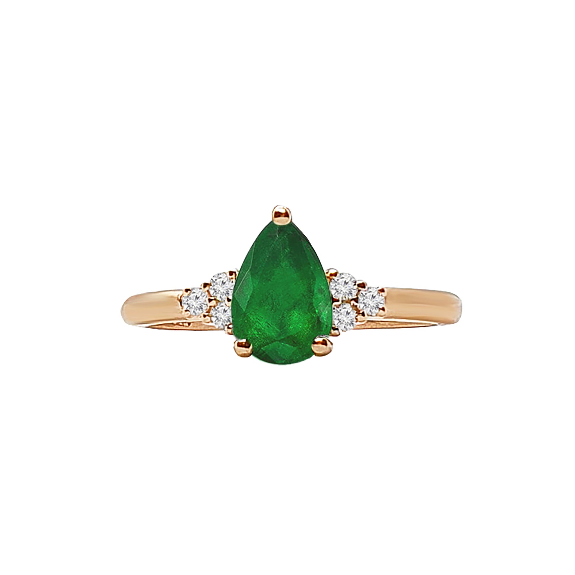 Nurja Three Stone Ring - Green Pear 2020-156