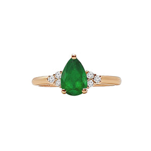 Nurja Three Stone Ring - Green Pear 2020-156