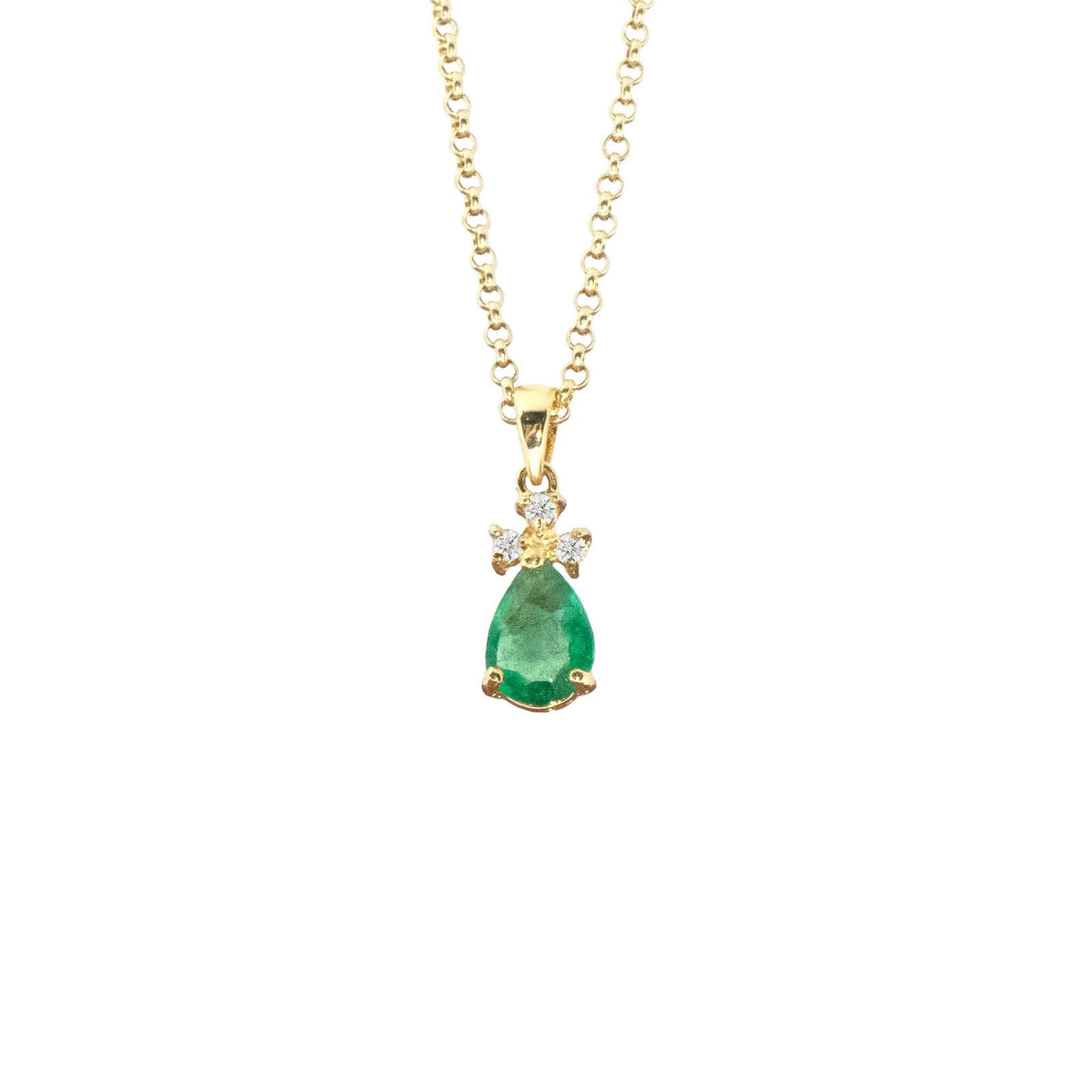 Nurja Gemstone Pendant - Green Pear 2022-066