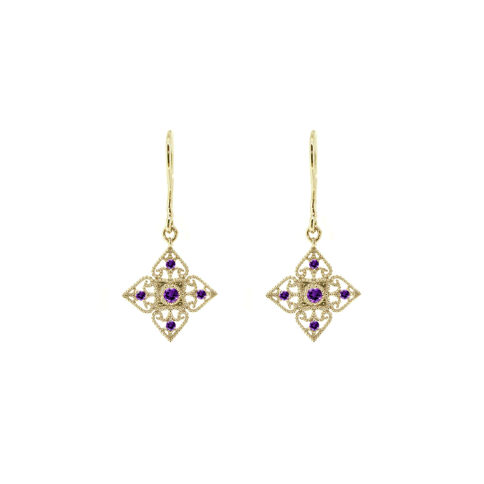 Peranka Symbol Dangling Earrings - Purple Round 2021-217