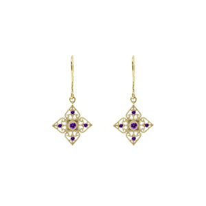 Peranka Symbol Dangling Earrings - Purple Round 2021-217