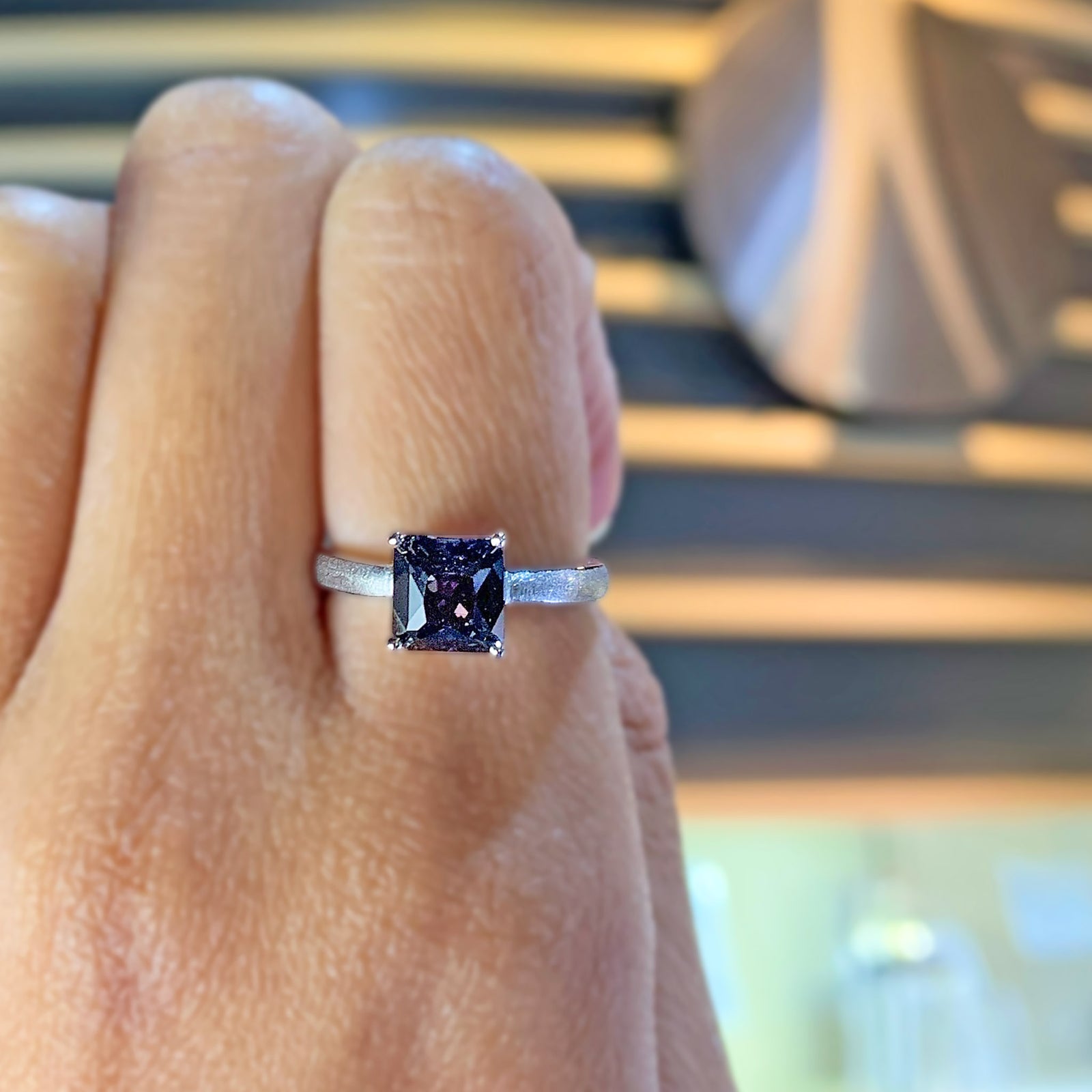 Petra Solitaire Gemstone Ring Small - Colour Change Octagonal 2021-174