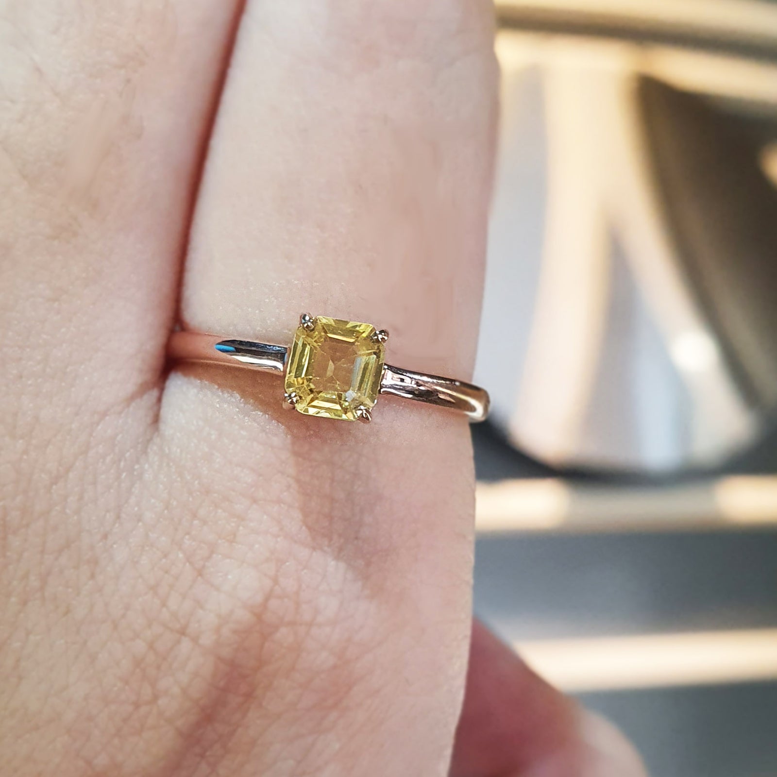 Petra Solitaire Gemstone Ring Small - Yellow Octagonal 2021-153