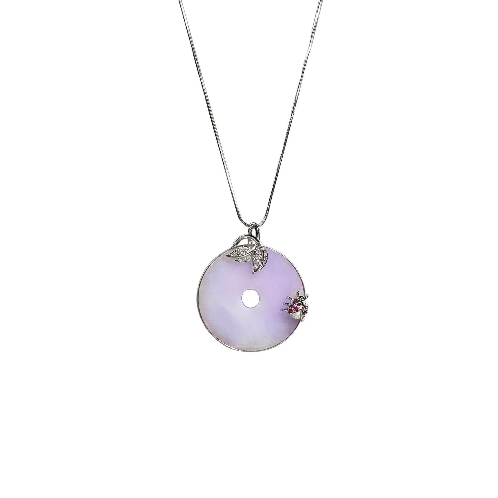 Beetle Round Purple Jade Pendant M444