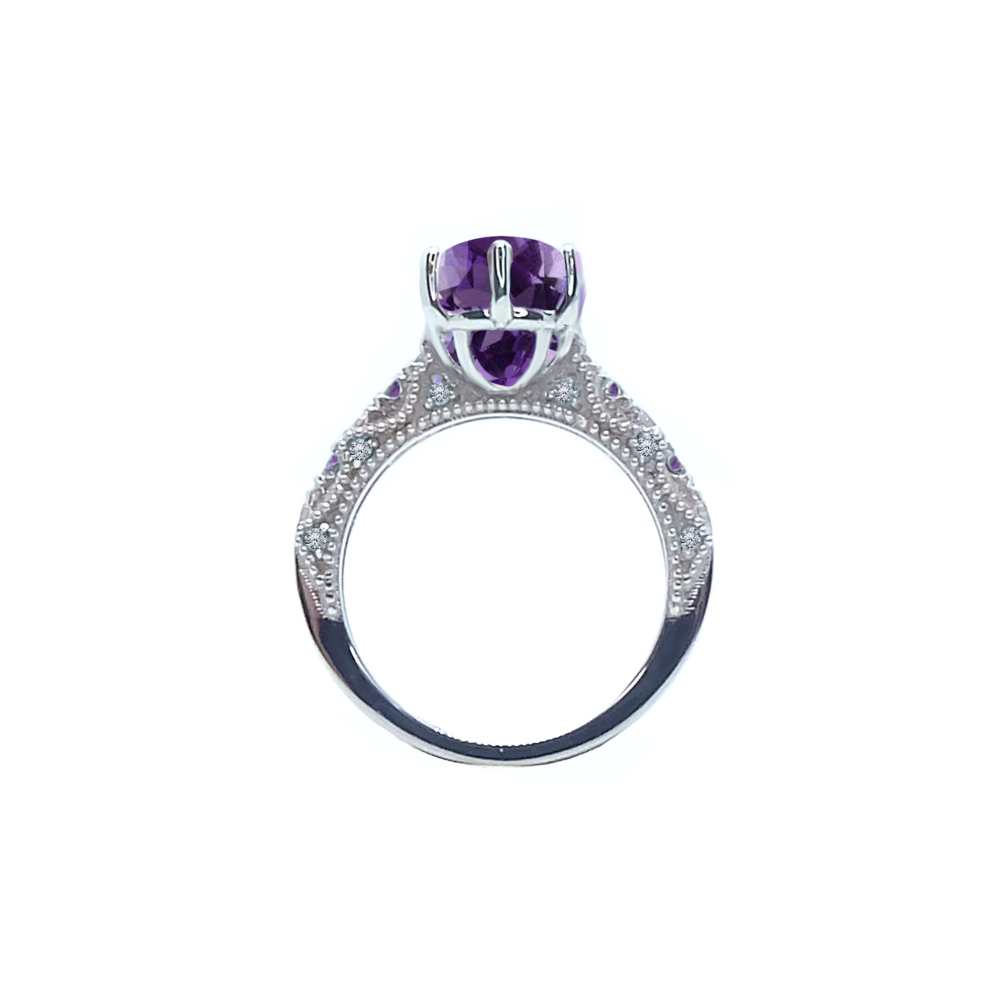 Shana Vintage Milgrain Solitaire Gemstone Ring - Semi Precious Round 2021-022