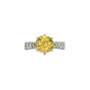 Shana Vintage Milgrain Solitaire Gemstone Ring - Semi Precious Round 2021-022