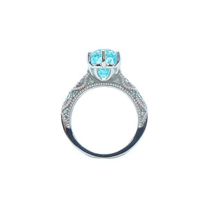 Shana Vintage Milgrain Solitaire Gemstone Ring - Paraiba Round 2021-022