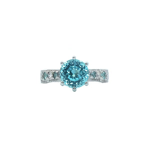 Shana Vintage Milgrain Solitaire Gemstone Ring - Paraiba Round 2021-022